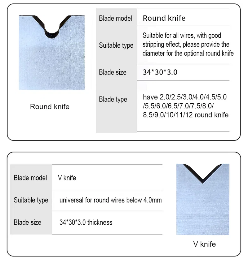  Lame de dénudeuse de fil pneumatique, 305 dépeceuse horizontale outils divers, 315 couteaux plats, couteau en V rond, couteau en U, 310 accessoires 