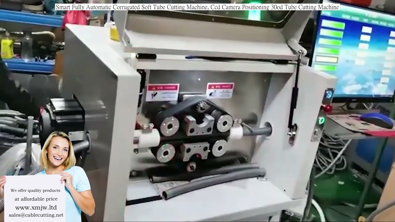 Machine de coupe de tubes ondulés souples entièrement automatique et intelligente avec positionnement par caméra CCD pour tubes 30OD